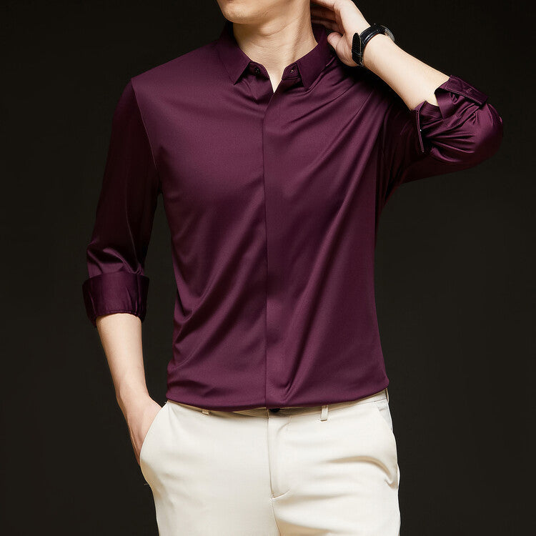 Formal Wear Seamless Ice Silk Shirt Half Sleeve Cardigan