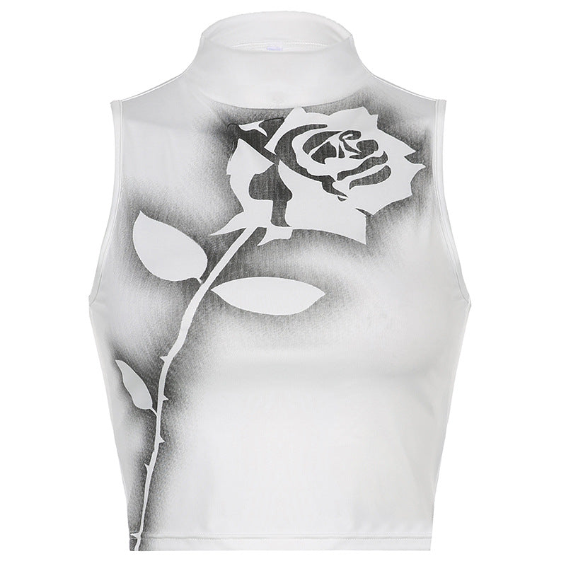 Individual Rosetryk Høj Kort Ærmeløs Tanktop