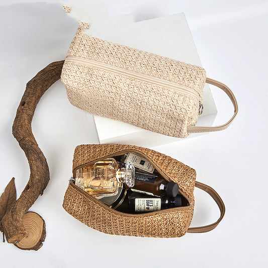 Grass Material Large Capacity Portable Travel Wash Bag