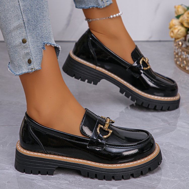 Retro Farvematchende Afslappede Chunky Hæl Plateau Pumps