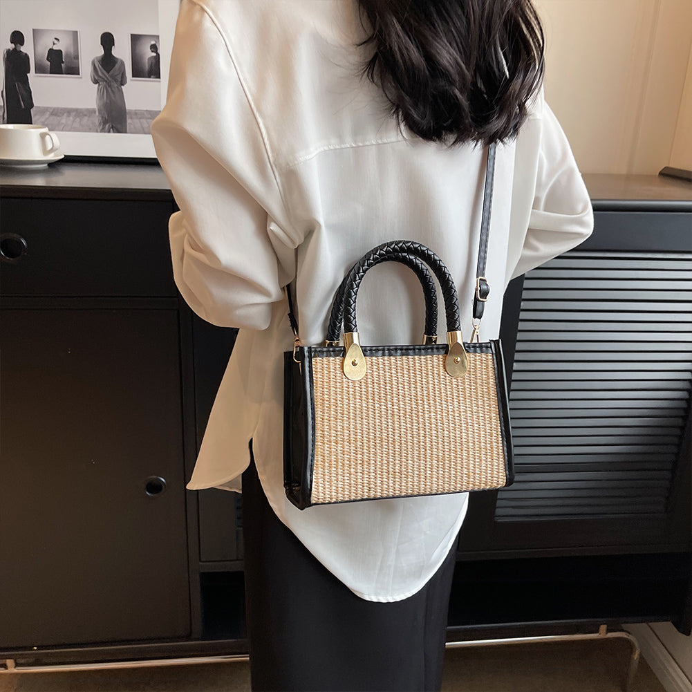Women's Stylish Good Texture Woven Contrast Color Portable Shoulder Bag