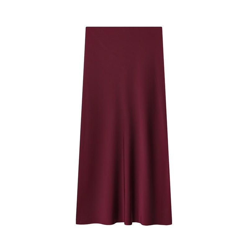 Silk Satin Texture Simple And Fashionable Straight Skirt For Women