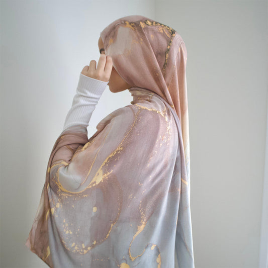 Modal Cotton Headscarf Marble Digital Printing