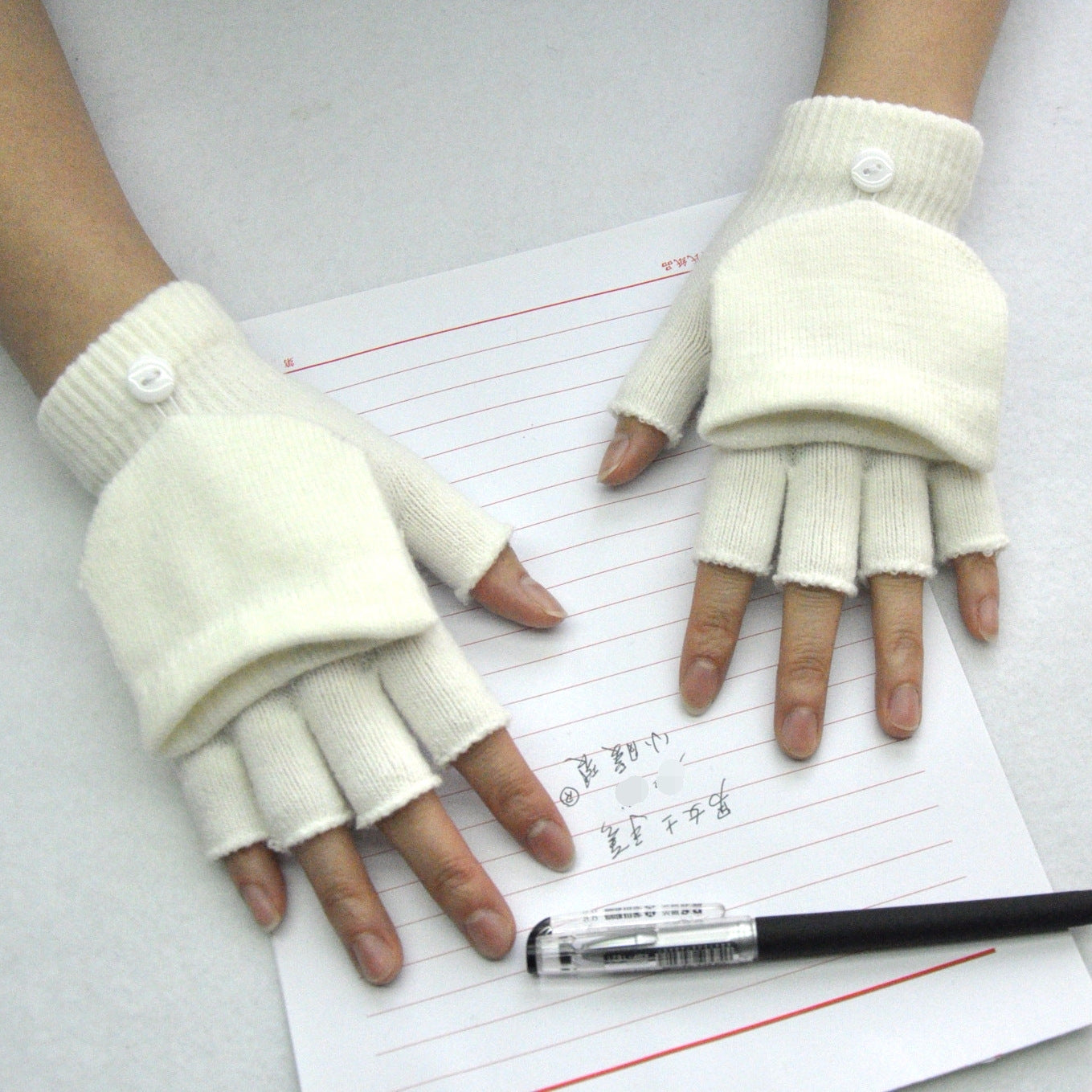 Five-finger Wool Knitted Student Writing Gloves