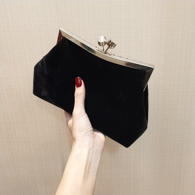 Velvet Rhinestone Dinner Bag Diagonal