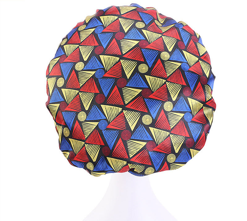 Printed Satin Round Wide Brim Stretch Nightcap