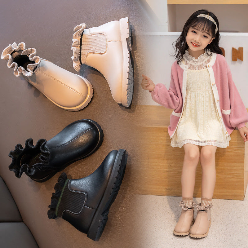 Girls Martin Microfiber New Princess Knit Short Boots
