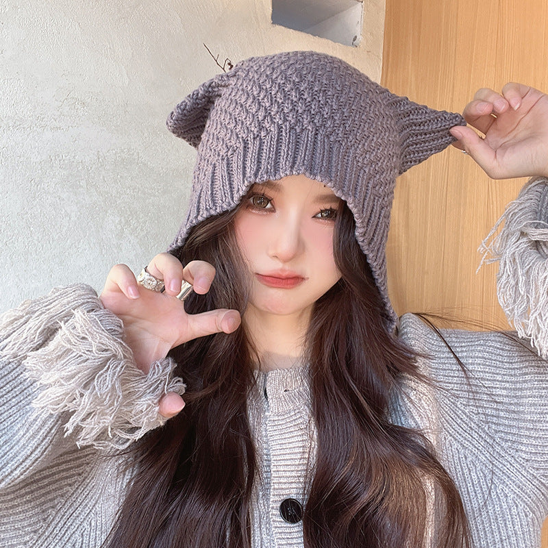 Women's Autumn And Winter Cute Earflaps Woolen Cap