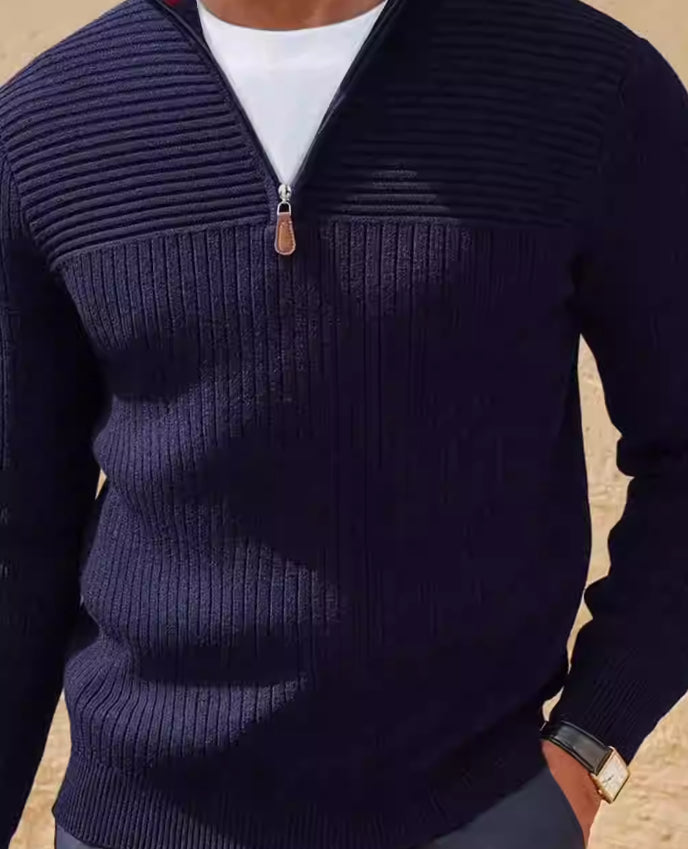 Halvlynlås Sweater med Ståkrave til Mænd
