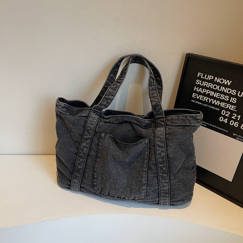 Japanese And Korean Retro Washed Portable Denim Bag