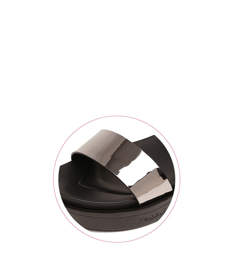 Summer Women's Leather Thick Bottom Velcro Sandals Casual