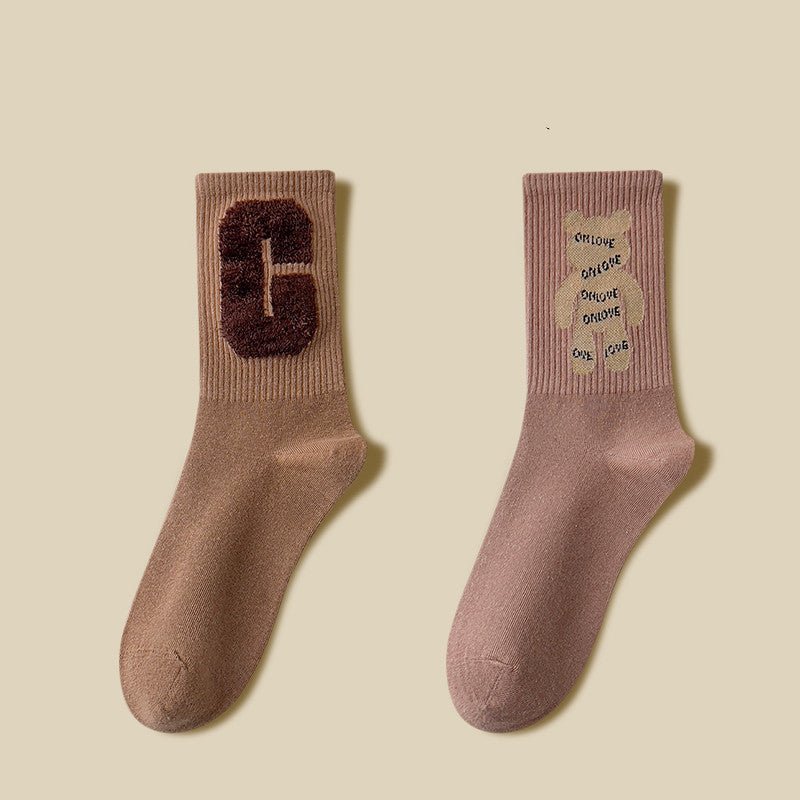 Ins Tidal Red Cotton Khaki Stockings
