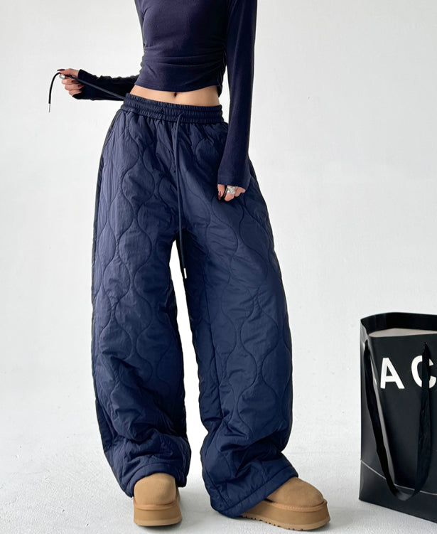 Thickened Warm Quilted Loose Women's Casual Pants