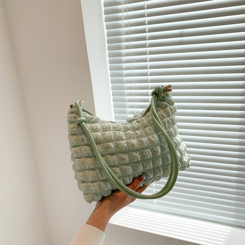 Women's Simple Gentle Elegant Pleated Underarm Messenger Bag