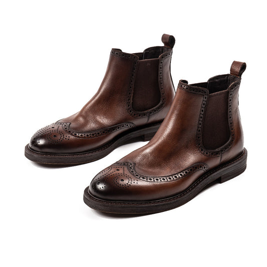New  Boots Brogue Carved Leather Shoes For Men