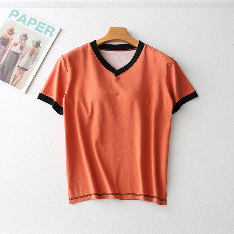 Women's Short Sleeve Top With Chest Pad