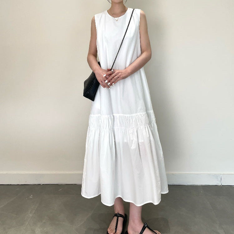 Back-vented Ruched 3D-effect Dress Relaxed-fit Slip Dress