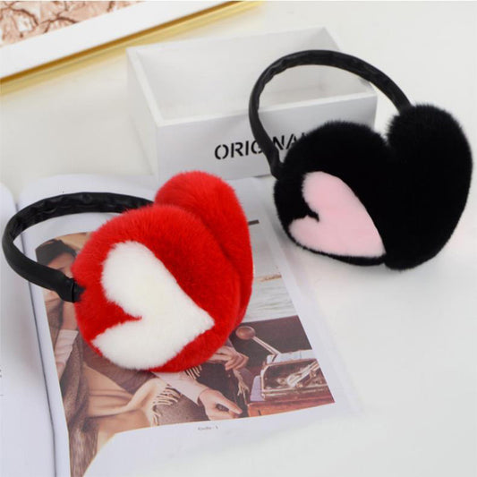 Women's Winter Simple Warm Rex Rabbit Fur Earmuffs