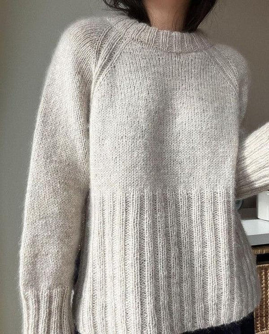 Women's Pure Color All-matching Pullover Raglan Long Sleeve Sweater Autumn And Winter