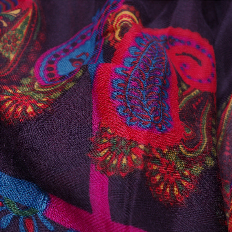 Cashew Flower Cotton Linen Scarf Warm Scarf Shawl