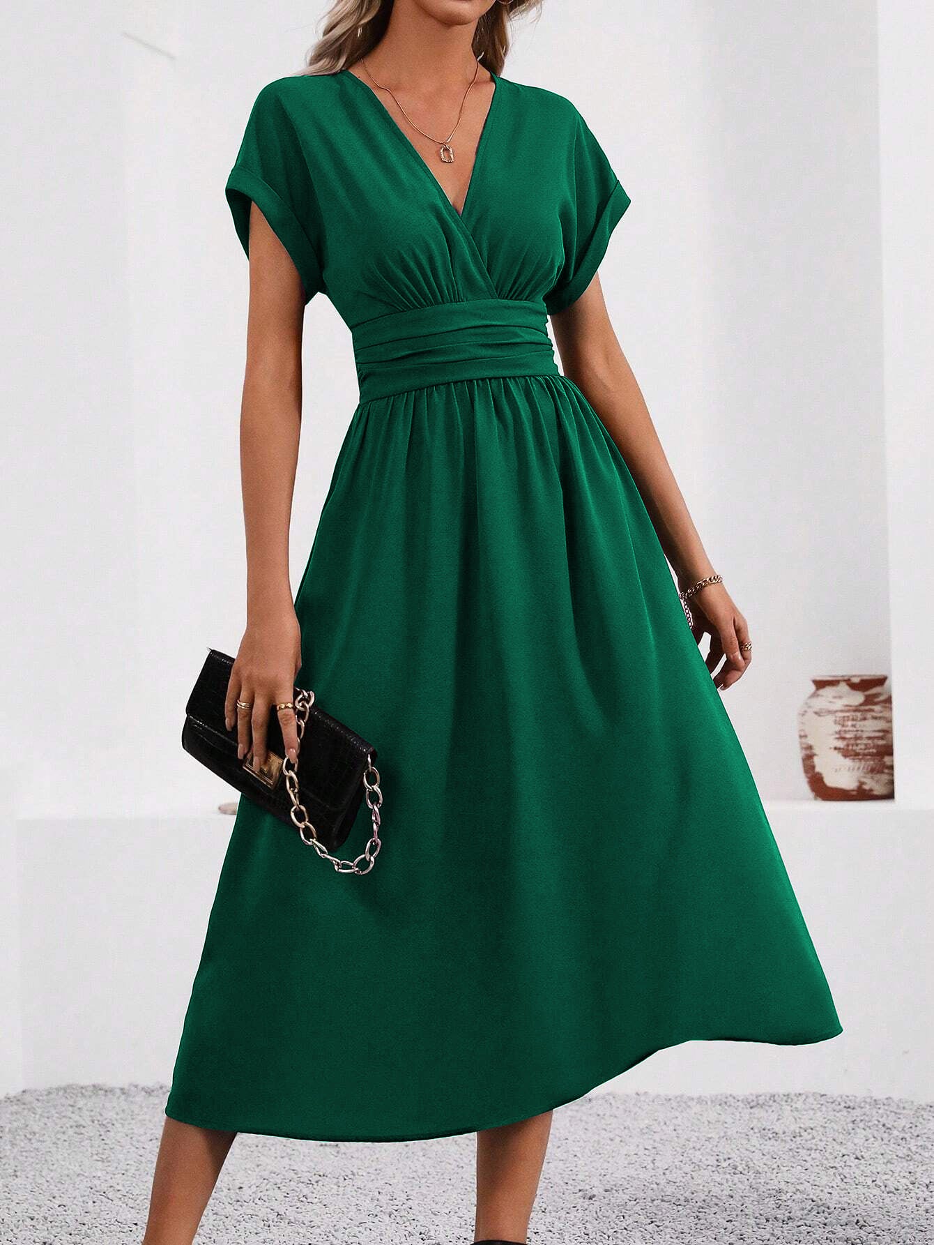 Elegant Solid-color Long Womens Dress