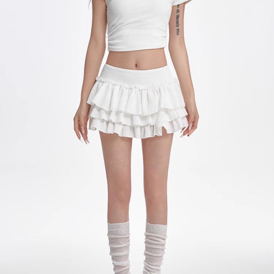 Puffy Cake Dress Women's Low Waist Pleated Skirt