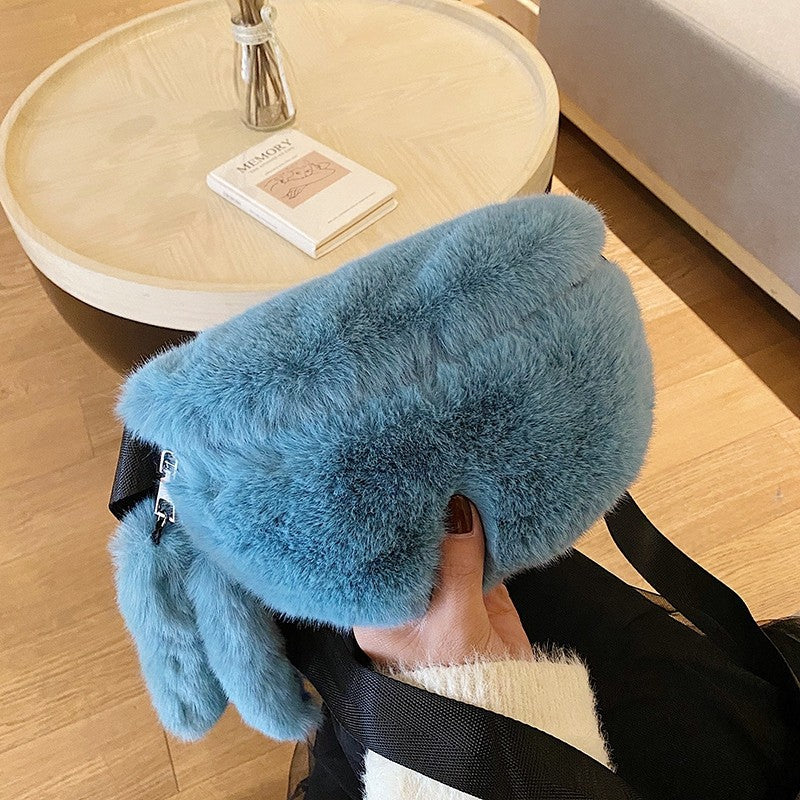 Women's Fashion Shoulder Fur Messenger Bag