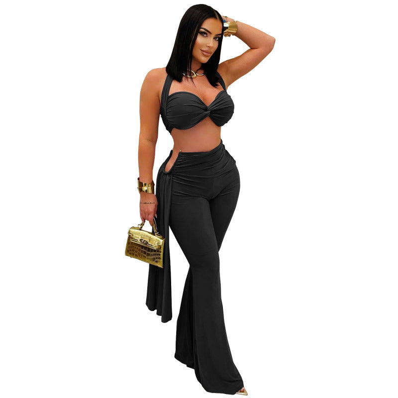Sexy Temperament Comfortable Casual Summer Tube Top Tie-dye Solid Color Pants Suit