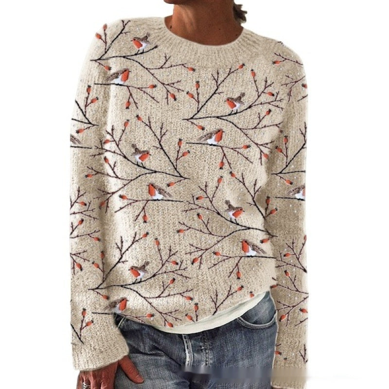 Dame Sweater Med Rund Hals Afslappet Pendler Sweater