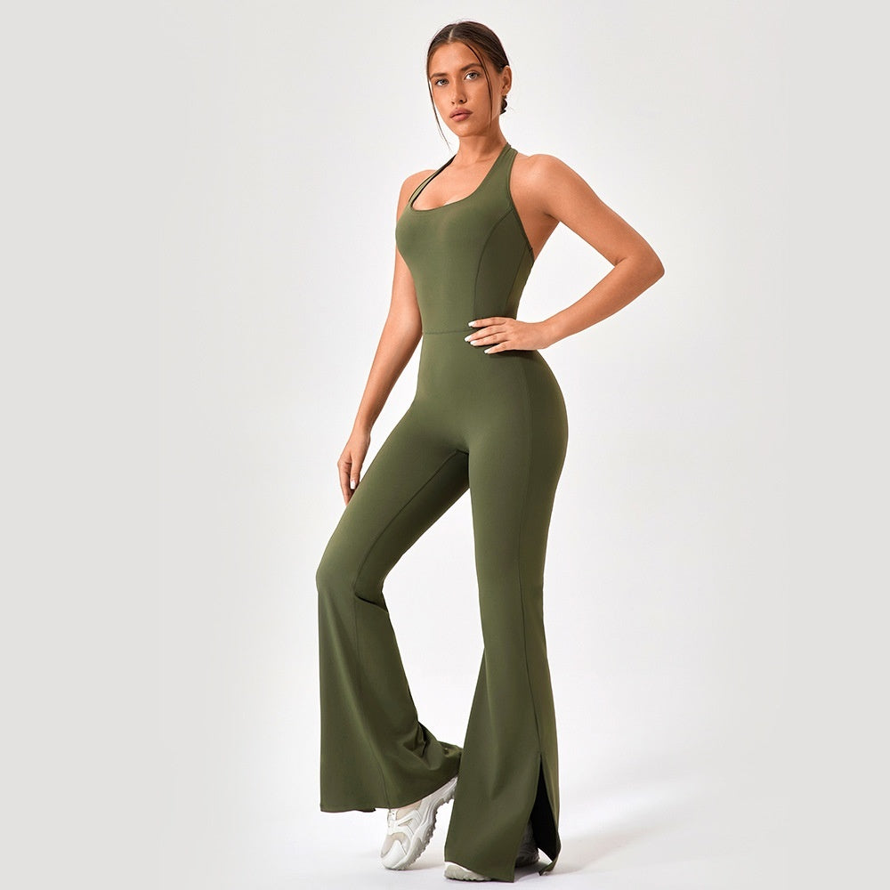 European And American Yoga Bodysuit Flared Pants