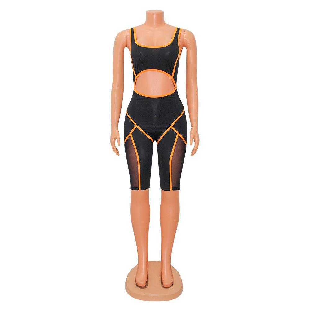 Women's Fashion Skinny Colorblock Sleeveless Jumpsuit