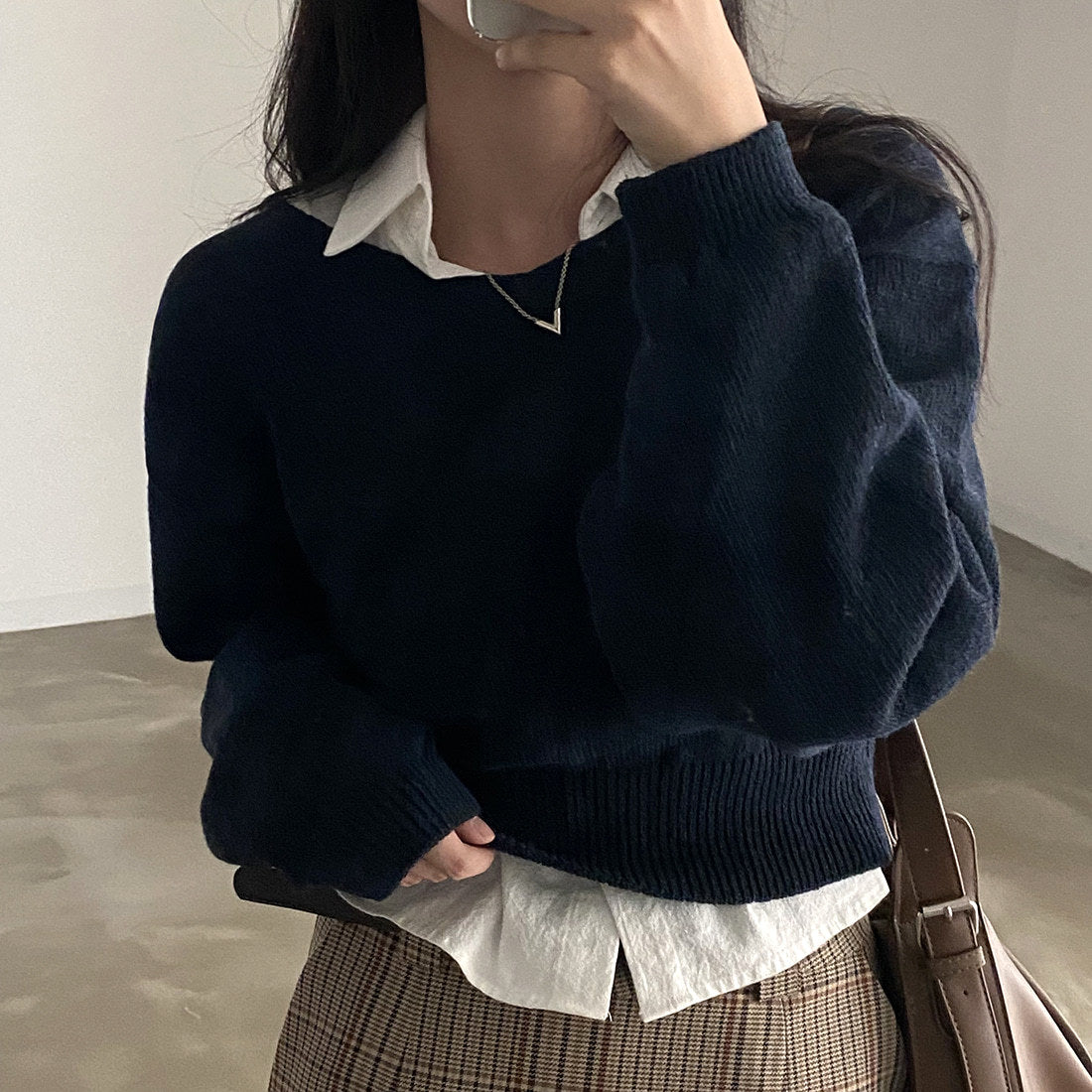 All-matching V-neck Pullover Sweater Long Sleeve Thermal Sweater