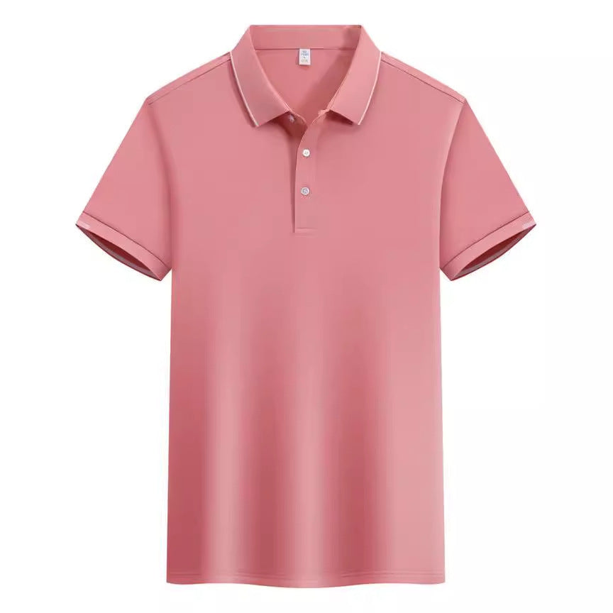 ICE Cotton Single Side Color Secondary Collar Lapel Short Sleeve Polo Shirt