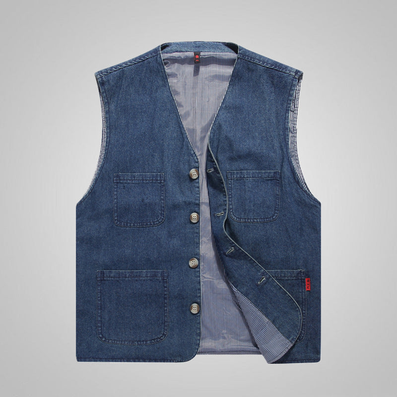 Pure Cotton V-neck Vest For Middle-aged And Elderly Casual