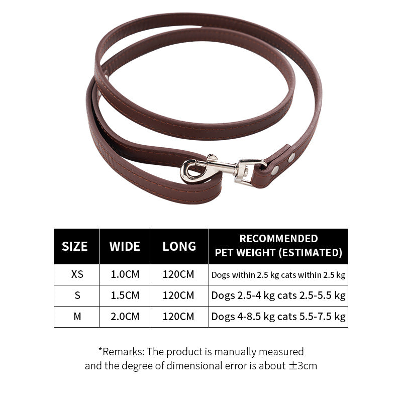 Pet Cat Pulling Rope Dog PU Leather Dog Chain Traction Belt Outing Cat Pulling Rope Dog Leash