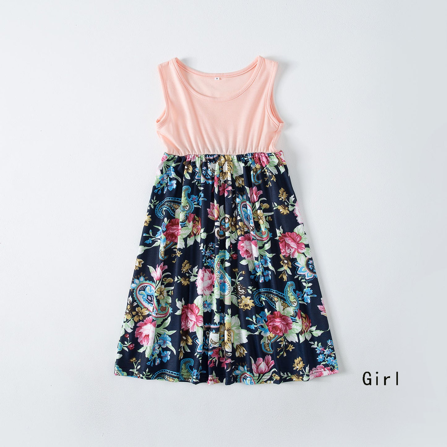 Fashion talje syninger print lang kjole forældre-barn outfit familie
