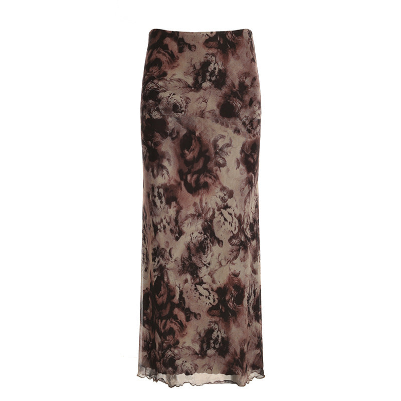 Women's Vintage Rose Print Skirt