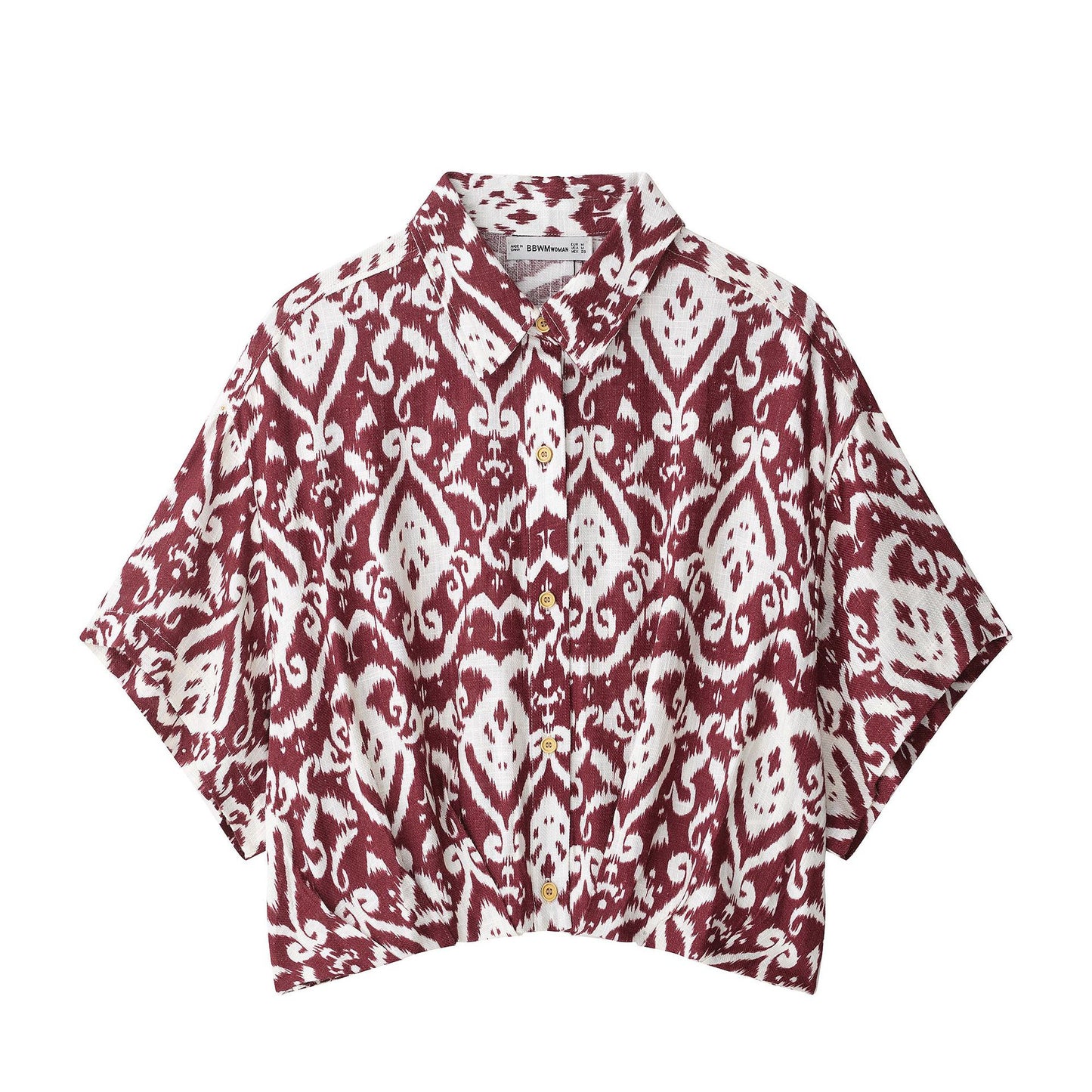 Printed Loose Design Short Shirt Decorated Tassel Printed Dress