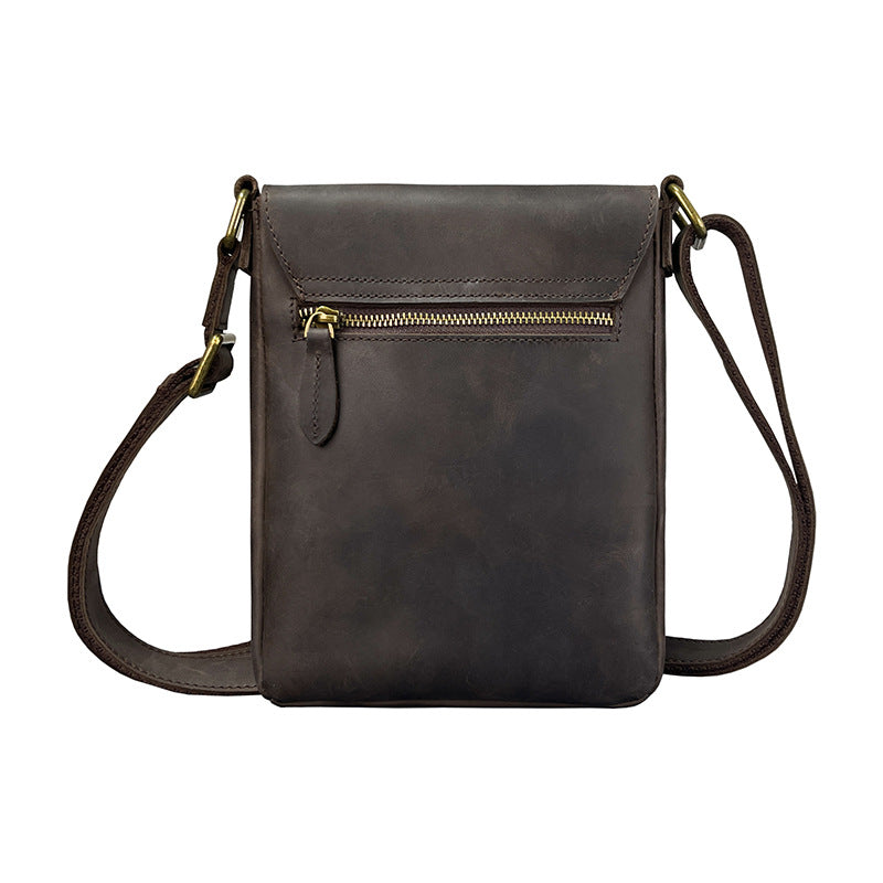 Afslappet skuldertaske Crazy Horse læder crossbody rygsæk okselæder enkel iPad-taske til mænd