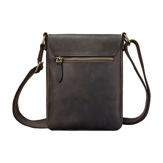 Casual Shoulder Bag Crazy Horse Leather Crossbody Backpack Men's Cowhide Simple IPad Bag