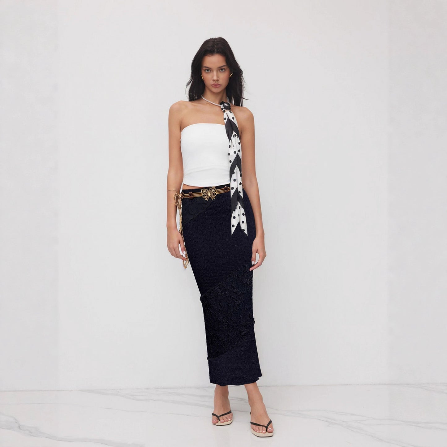 Retro Woven Butterfly Waist Cord Accessory Skirt