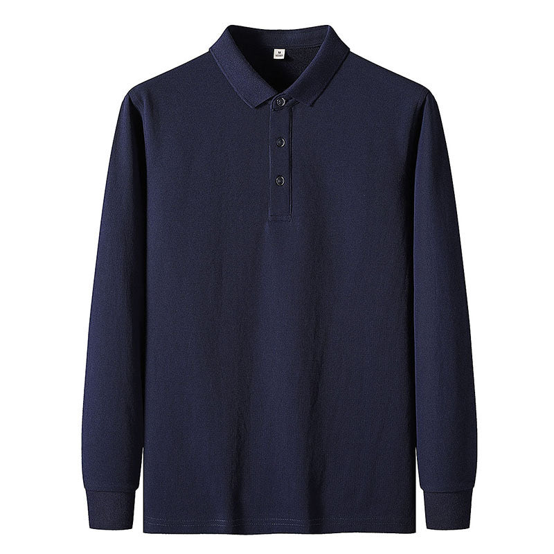 Langærmet polo T-shirt til mænd, afslappet jakke