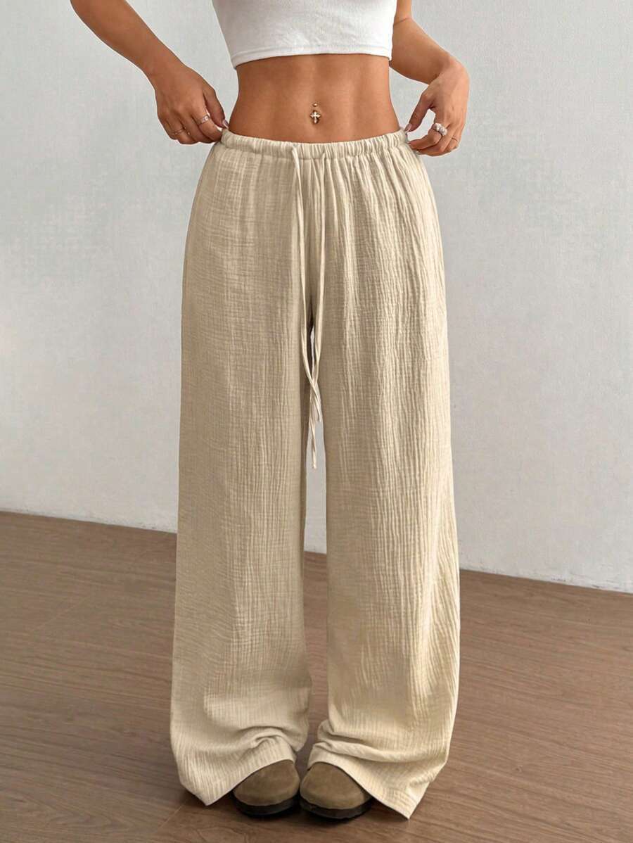 Lace-up Waist Trimming Fashion Casual Women's Trousers
