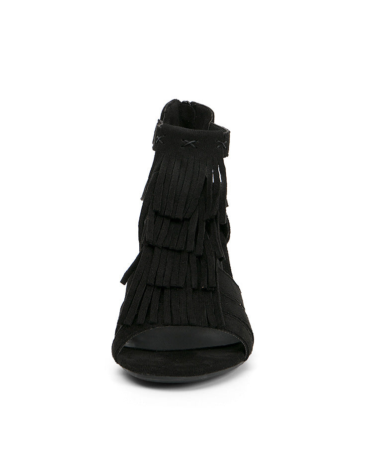 Fashion Back Zipper High Heel Fishmouth Roman Shoes