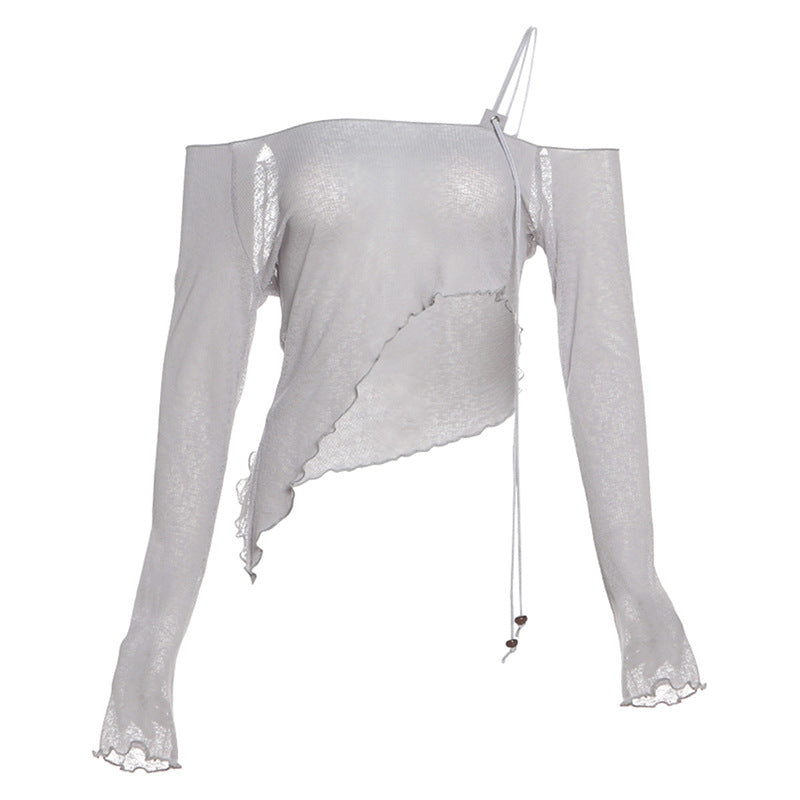 Sexet Off-shoulder Asymmetrisk Cropped Top til Kvinder