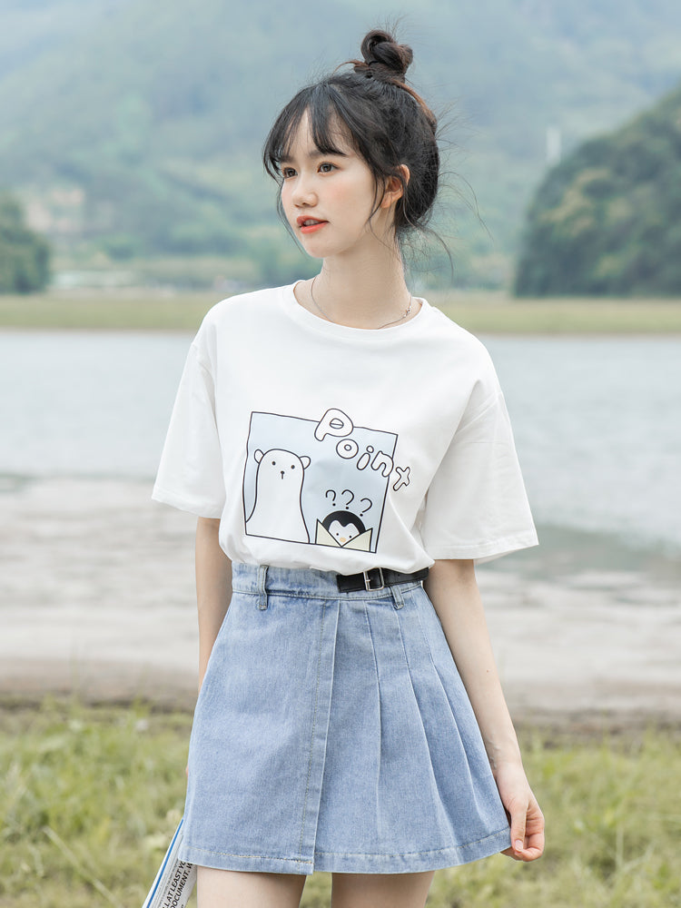 Loose Cotton T-Shirt White Short Sleeve Top