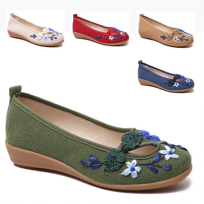 Women's Cotton And Linen Ethnic Style Handmade Embroidered Shoes