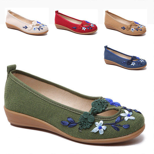 Women's Cotton And Linen Ethnic Style Handmade Embroidered Shoes