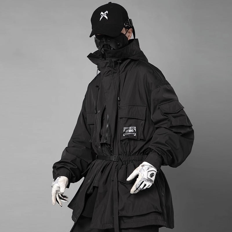 Men's Loose Fitting Casual Black Waistband Jacket