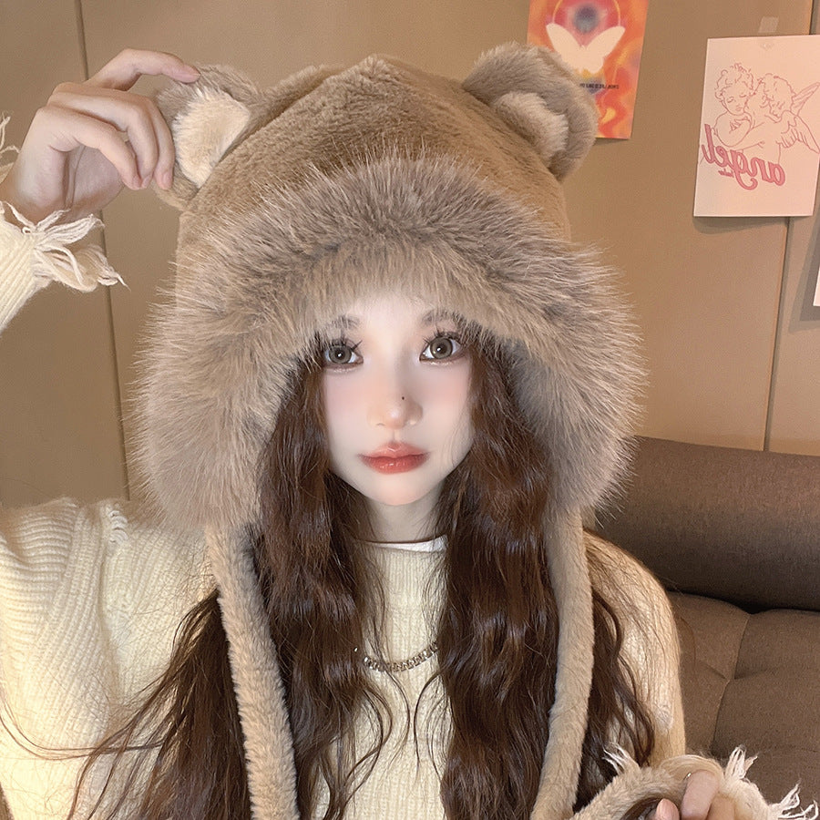 Winter New Cream Sweet Girl Lace Plush Hat